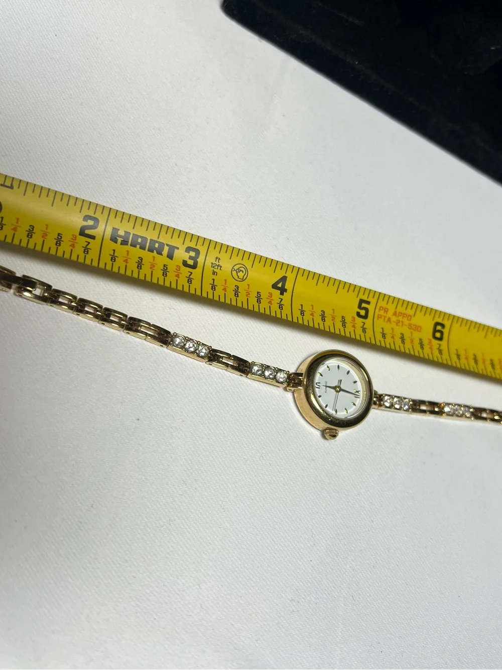 QUARTZ Watch Women Gold Tone Rhinestone Thin Band Needs Battery